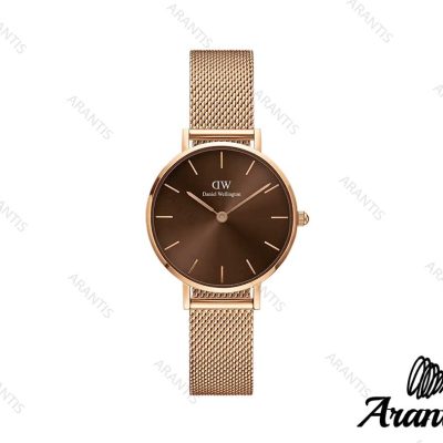 ساعت دنیل ولینگتون زنانه رزگلد صفحه قهوه ای w-1293