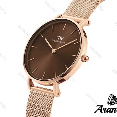 ساعت دنیل ولینگتون زنانه رزگلد صفحه قهوه ای w-1293