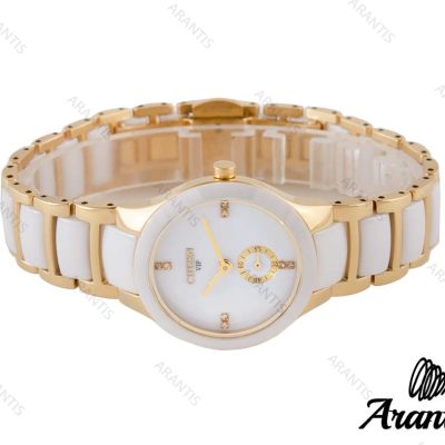 ساعت سیتی زن زنانه بند سرامیکی سفید w-8004