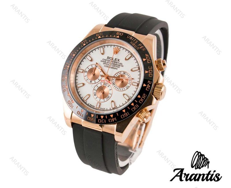 ساعت رولکس مردانه مدل دیتونا بند رابر رزگلد m-1351