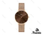 ساعت دنیل ولینگتون رزگلد صفحه قهوه ای زنانه w-5293