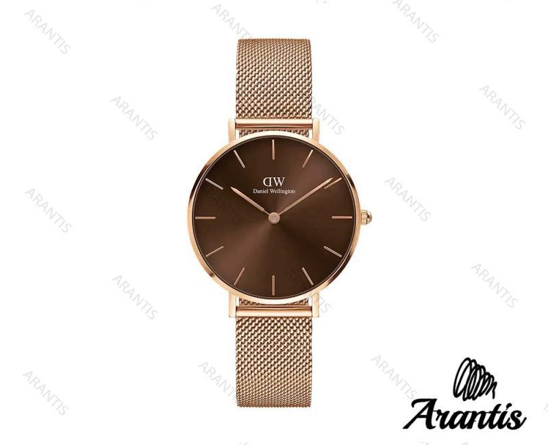 ساعت دنیل ولینگتون رزگلد صفحه قهوه ای زنانه w-5293