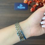 ساعت امپریو آرمانی زنانه دو رنگ طلایی صفحه نقره ای شماره نگین
