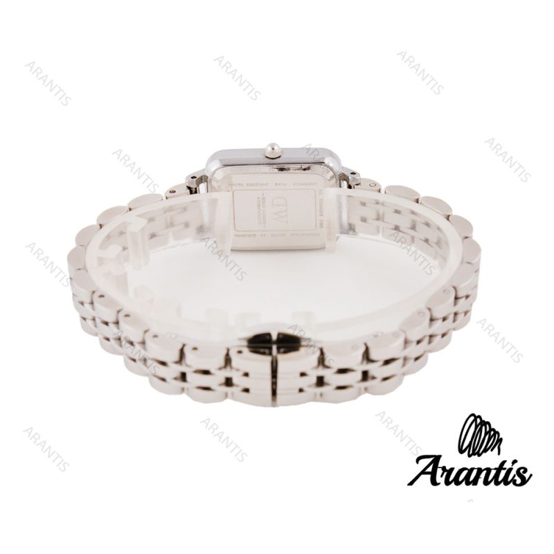 ساعت DW زنانه مستطیلی سیلور صفحه سفید صدفی w-3065