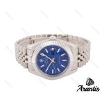 ساعت رولکس دیت جاست 2 مردانه استیل صفحه آبی طرح دار m-8165