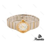 ساعت امگا زنانه دورنگ طلایی دورنگین صفحه طرح امگا w-2465