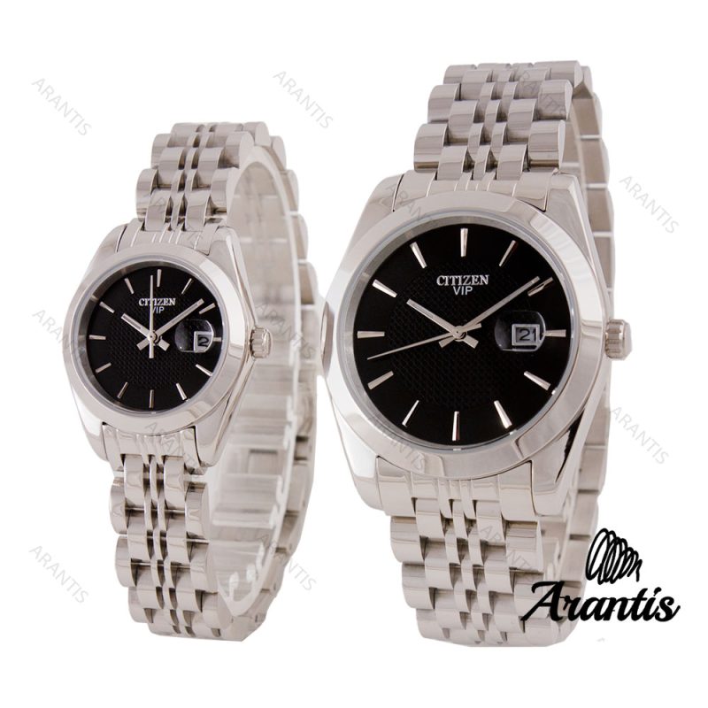 ساعت ست سیتیزن سیلور صفحه مشکی s-5565