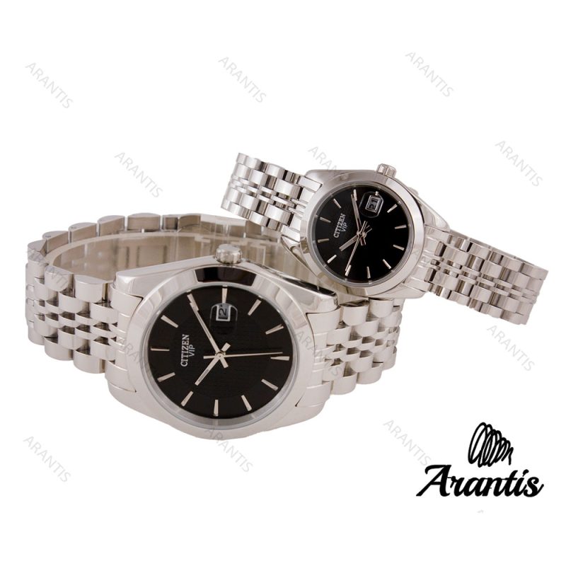 ساعت ست سیتیزن سیلور صفحه مشکی s-5565