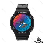 کاسیو جیشاک GA2100 مردانه مشکی صفحه هفت رنگ