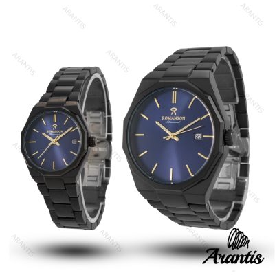 ساعت ست رومانسون فول مشکی دایمند s-10072