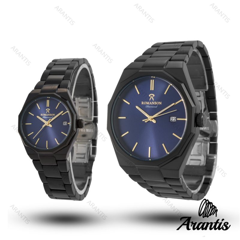 ساعت ست رومانسون فول مشکی دایمند s-10072