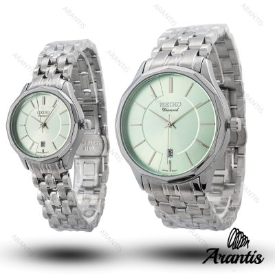 ساعت ست سیکو Diamond سیلور صفحه سبز s-10193