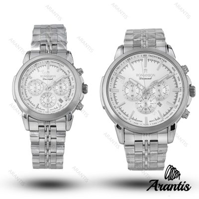 ساعت ست رومانسون diamond تمام سیلور چند موتوره s-10215