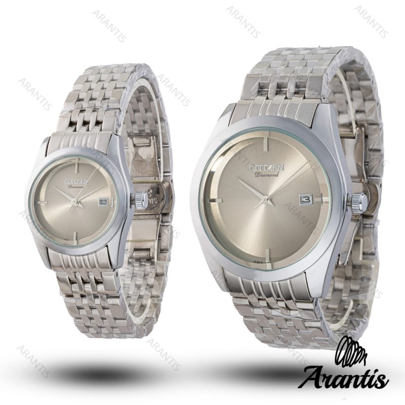 ساعت ست سیتیزن diamond سیلور صفحه بژ s-10217