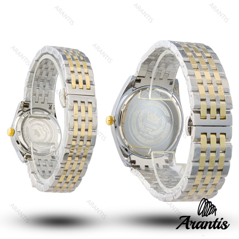 ساعت ست سیتیزن diamond سیلور طلایی صفحه قهوه ای s-10218
