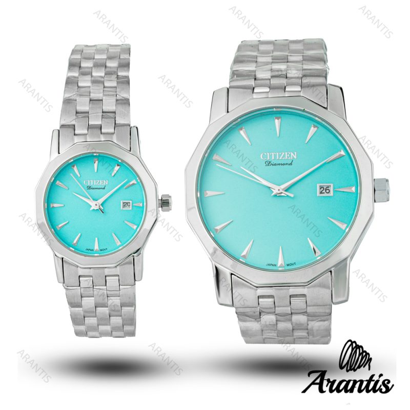 18-1 3 ساعت ست سیتیزن diamond نقره ای صفحه تیفانی s-10221