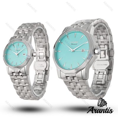 ساعت ست سیتیزن diamond نقره ای صفحه تیفانی s-10221