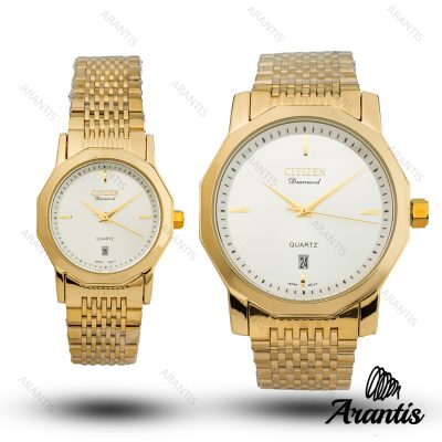 ساعت ست سیتیزن diamond طلایی صفحه سفید s-10222