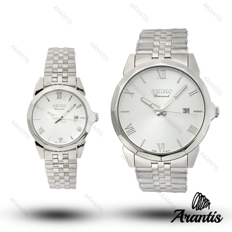ساعت ست رومانسون diamond تمام سیلور s-10208