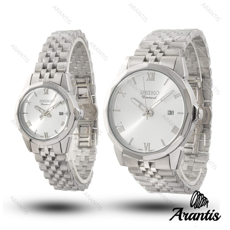 ساعت ست رومانسون diamond تمام سیلور s-10208