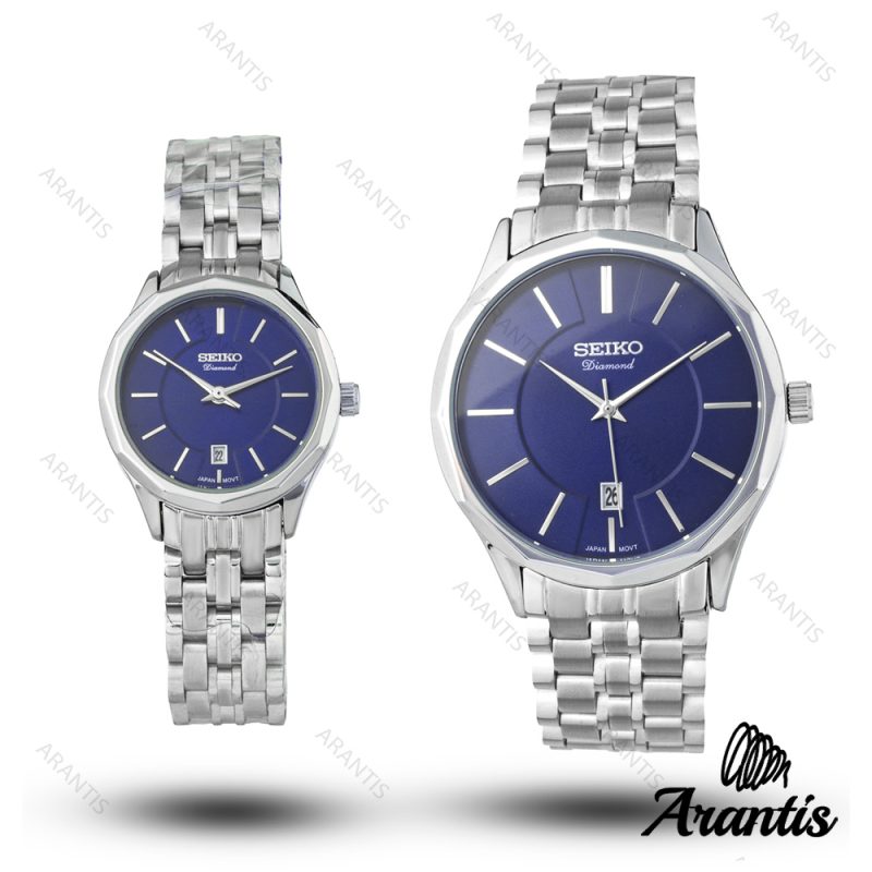 ساعت ست رومانسون diamond بدنه سیلور صفحه نقره ای s-10209
