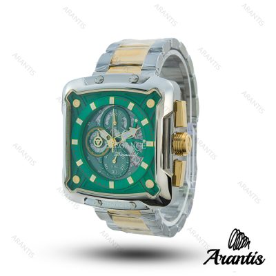 ساعت مردانه الگانس diamond سیلور طلایی صفحه سبز s-10243