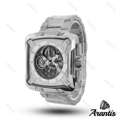ساعت مردانه الگانس diamond سیلور صفحه سفید مشکی s-10242