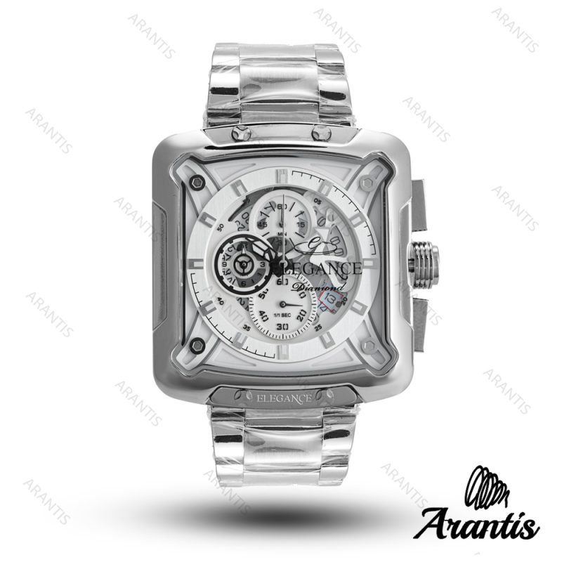 ساعت مردانه الگانس diamond سیلور صفحه سفید s-10241