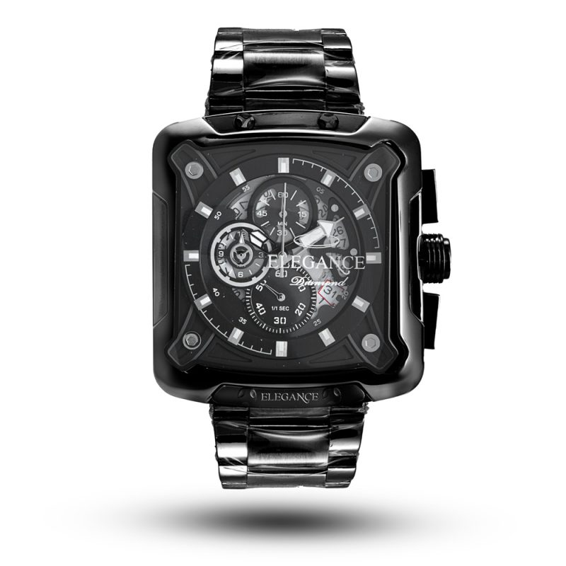 ساعت مردانه الگانس diamond تمام مشکی صفحه مستطیل s-10240