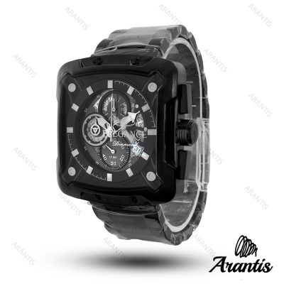ساعت مردانه الگانس diamond تمام مشکی صفحه مستطیل s-10240