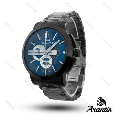 ساعت مردانه الگانس diamond مشکی صفحه سورمه ای m-10237