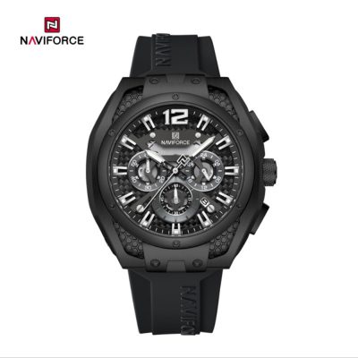 ساعت مچی اورجینال نیوی فورس NF 8063 تمام مشکی بند رابر مدل m-10367
