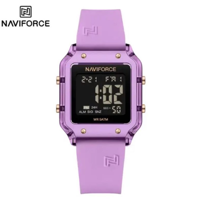 10381 ساعت دیجیتال نیوی فورس مدل NF7120 بند رابر بنفش مدل m-10381