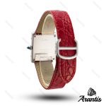 ساعت کارتیه تانک زنانه بند چرم قرمز قاب سیلور صفحه مهندسی w-10272