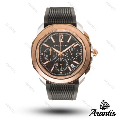 ساعت بولگاری مردانه کرنوگراف octo finissimo اکتو فینیسیمو رزگلد مشکی m-10305