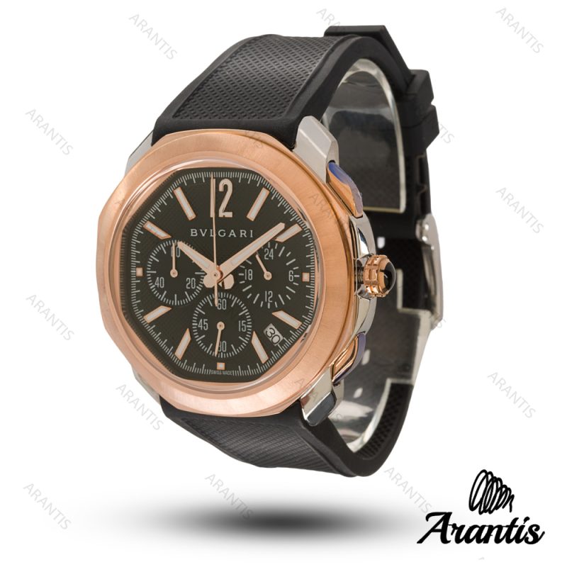 ساعت بولگاری مردانه کرنوگراف octo finissimo اکتو فینیسیمو رزگلد مشکی m-10305
