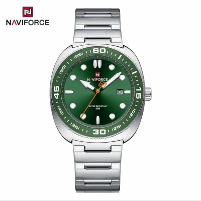 ساعت مچی مردانه نیوی فورس NF 9250 نقره ای صفحه سبز مدل m-10446