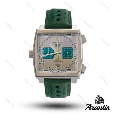 ساعت تگ هویر موناکو مردانه بند چرم سبز m-10682