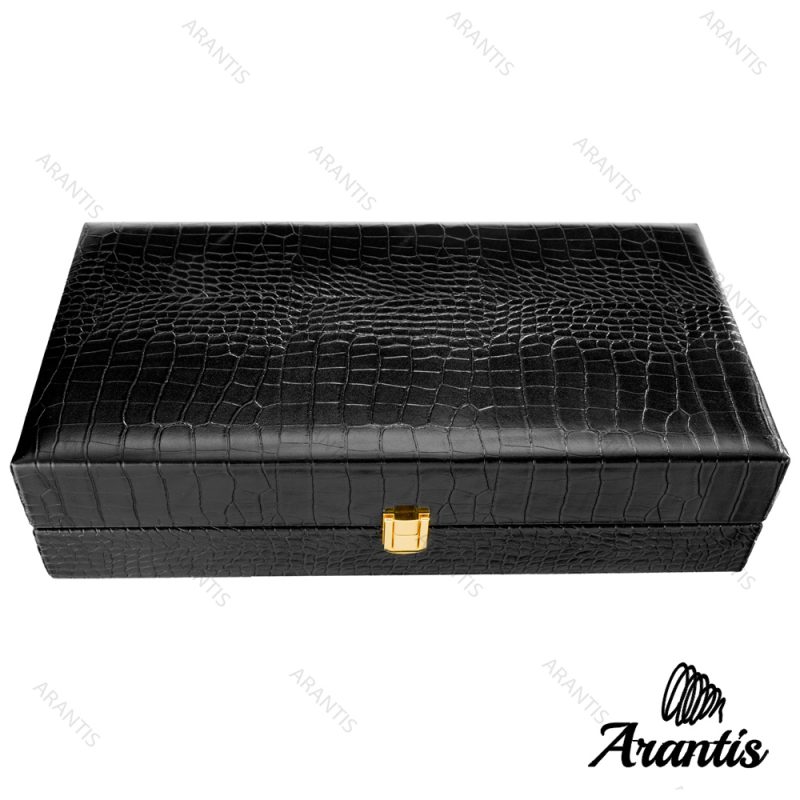 خرید جعبه چرمی ساعت 12 تایی مشکی b-10606