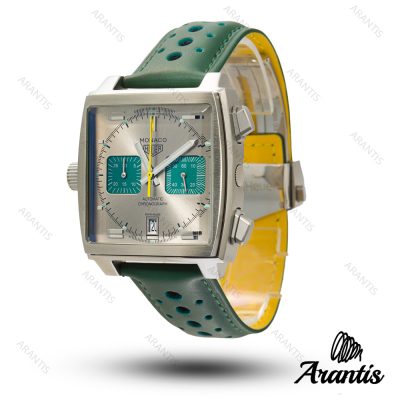 ساعت تگ هویر موناکو مردانه بند چرم سبز m-10682