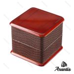 خرید جعبه چوبی رویه چرم ساعت قهوه ای b-10605