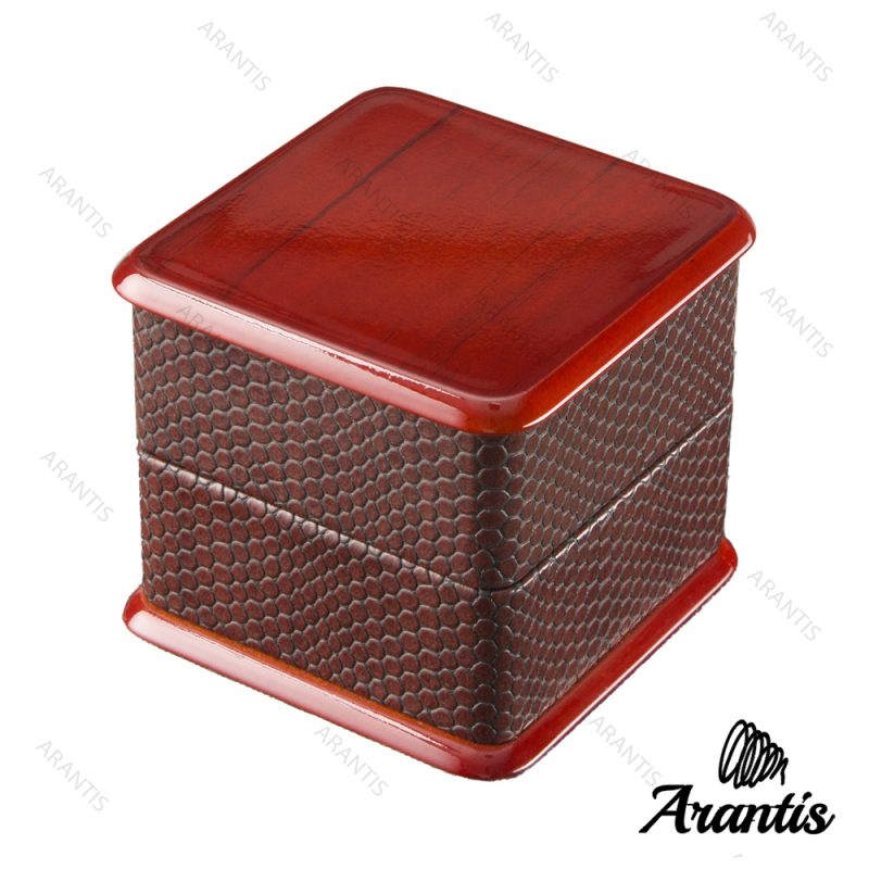 خرید جعبه چوبی رویه چرم ساعت قهوه ای b-10605