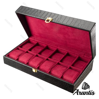 خرید جعبه چرمی ساعت 12 تایی مشکی b-10606
