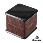 خرید جعبه چوبی رویه چرم ساعت مشکی قهوه ای b-10604
